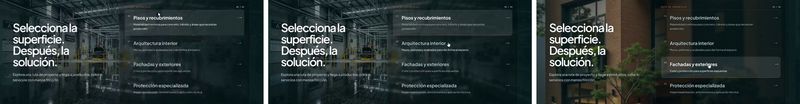 Tres entradas por superficie: pisos, interiores y fachadas
