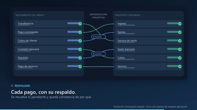 Conciliación: pagos conciliados y decisiones registradas