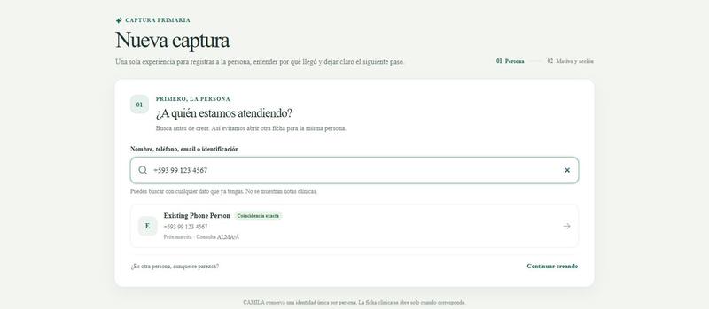 Gestión de la clínica: buscar a la persona antes de crear otra ficha