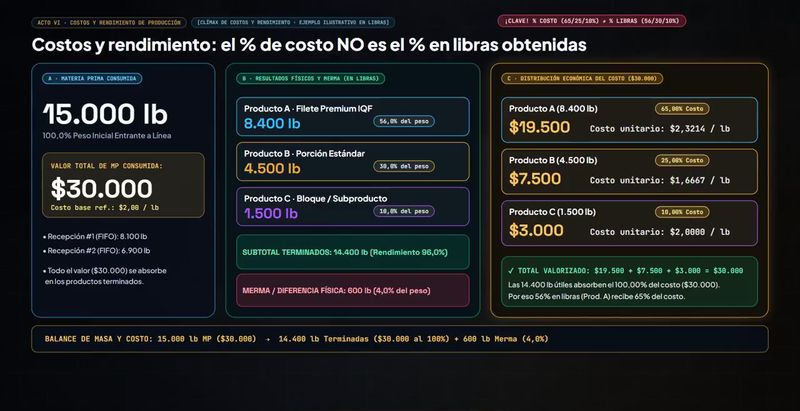 Costos y rendimiento por producto