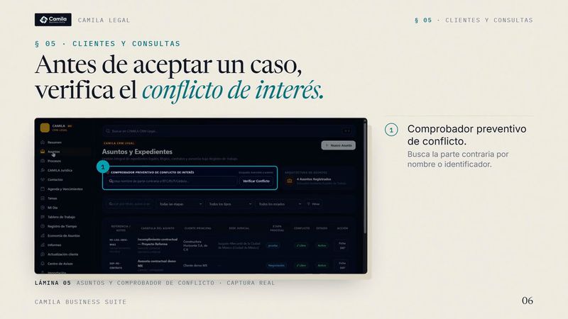 Conflicto de interés antes de aceptar un caso