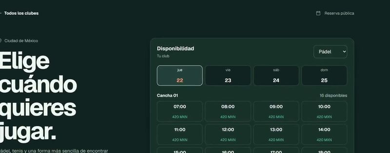 Disponibilidad por cancha y por día