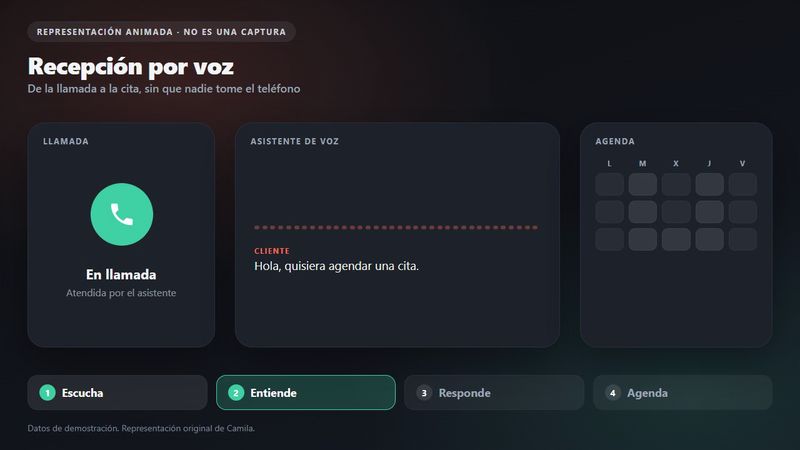 Recepción por voz: la persona pide una cita